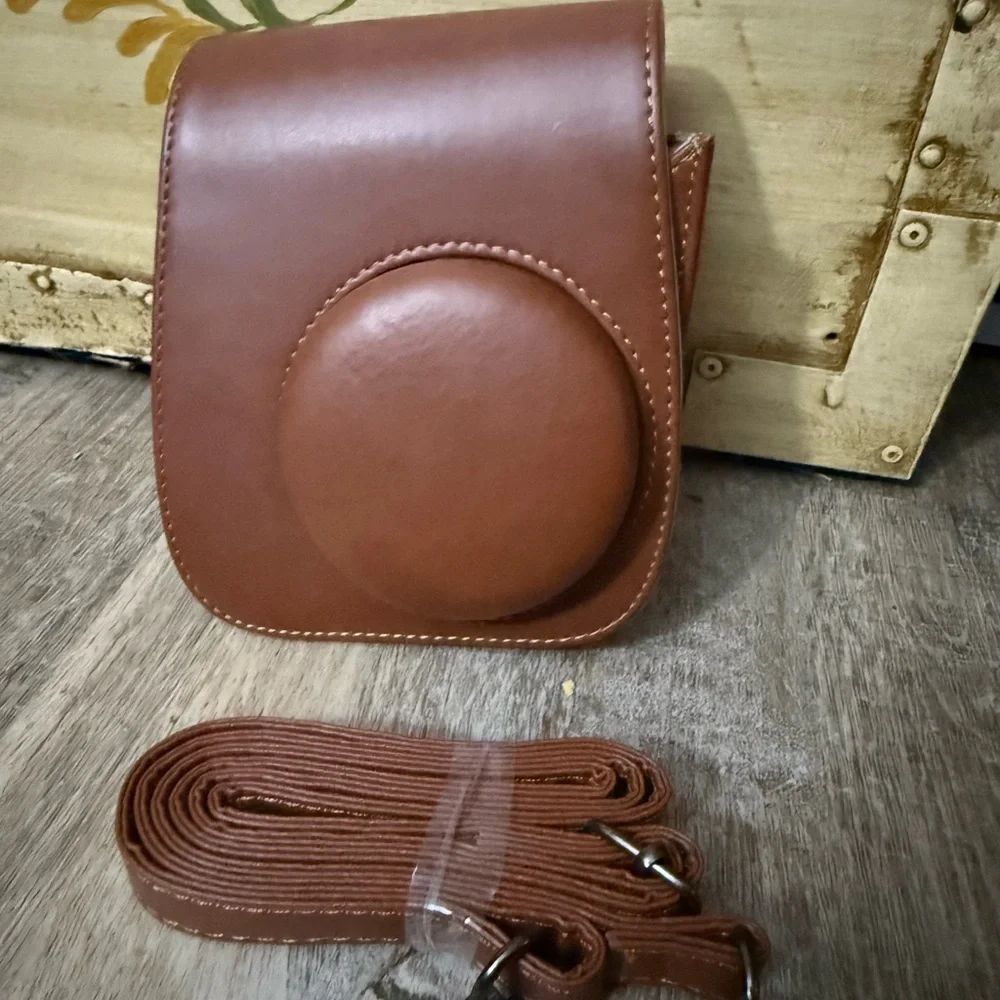 Brown Leather Camera Bag with Strap